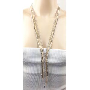 BCBGENERATION NECKLACE GOLD SILVER TONED FRINGE
